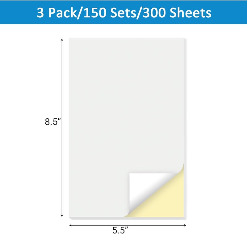 suituts 150 Sets 5.5X8.5 Inches Blank Carbonless Notepad, 2-Part Blank Carbonless Lab Notebook, Carbon Duplicate Copy Paper (50 Sets each Pad, 3 Pads) - Image 2